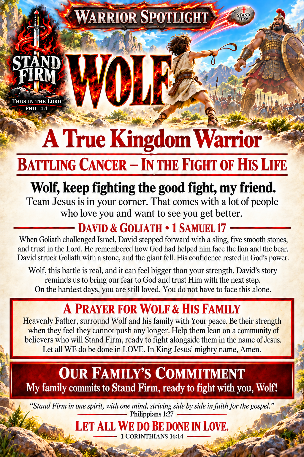 Warriors Daily Spotlight card honoring Wolf